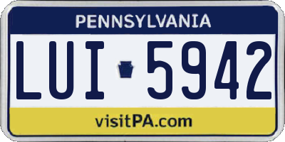 PA license plate LUI5942