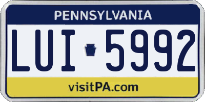 PA license plate LUI5992