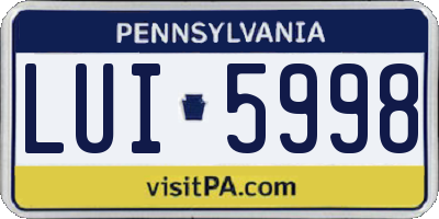 PA license plate LUI5998