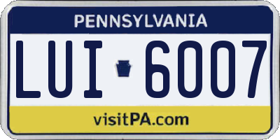 PA license plate LUI6007