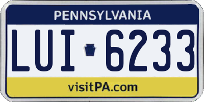PA license plate LUI6233