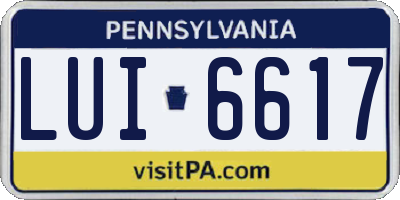 PA license plate LUI6617