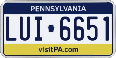 PA license plate LUI6651