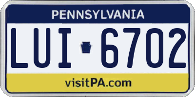 PA license plate LUI6702