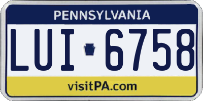 PA license plate LUI6758