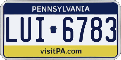 PA license plate LUI6783