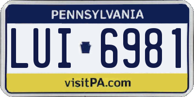 PA license plate LUI6981