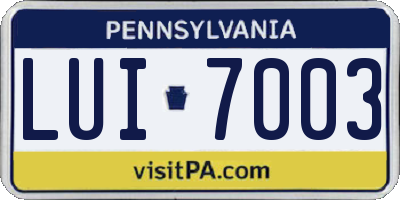 PA license plate LUI7003