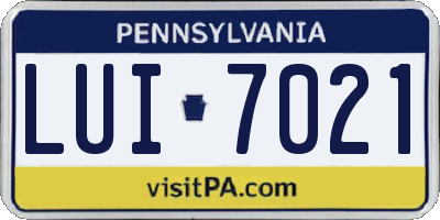 PA license plate LUI7021