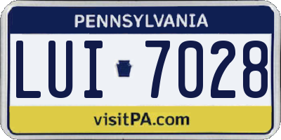 PA license plate LUI7028