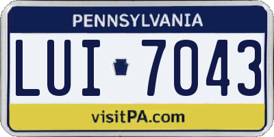 PA license plate LUI7043