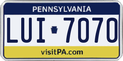 PA license plate LUI7070