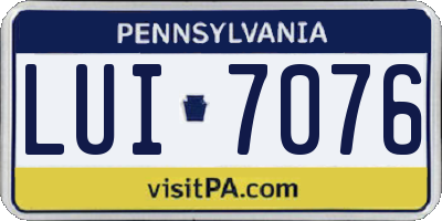 PA license plate LUI7076