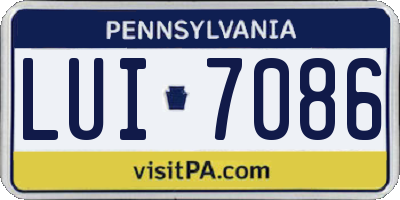 PA license plate LUI7086