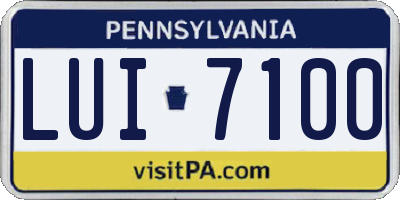 PA license plate LUI7100