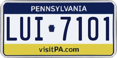 PA license plate LUI7101