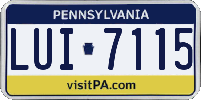 PA license plate LUI7115