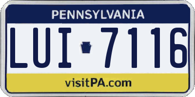 PA license plate LUI7116