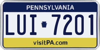 PA license plate LUI7201