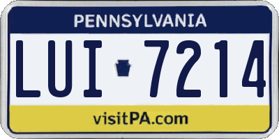 PA license plate LUI7214