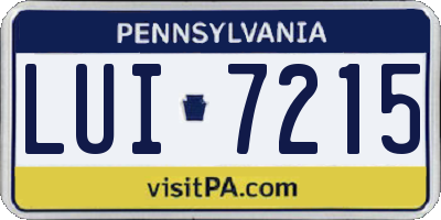 PA license plate LUI7215