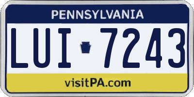 PA license plate LUI7243
