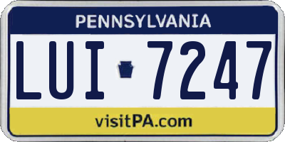 PA license plate LUI7247