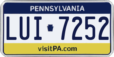 PA license plate LUI7252