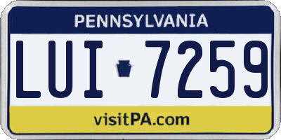 PA license plate LUI7259