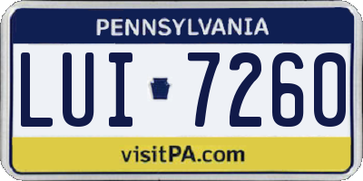 PA license plate LUI7260
