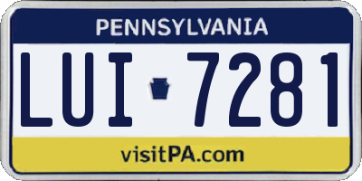 PA license plate LUI7281