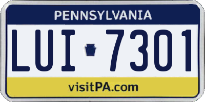 PA license plate LUI7301