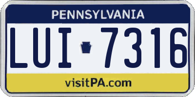 PA license plate LUI7316