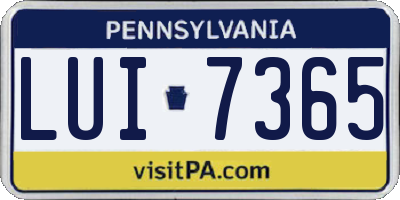 PA license plate LUI7365