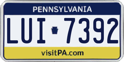 PA license plate LUI7392