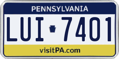 PA license plate LUI7401