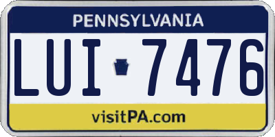 PA license plate LUI7476