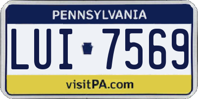 PA license plate LUI7569