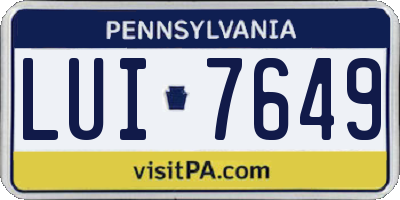 PA license plate LUI7649