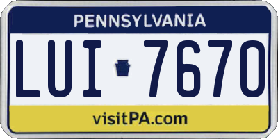 PA license plate LUI7670