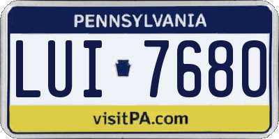 PA license plate LUI7680