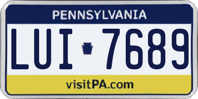 PA license plate LUI7689