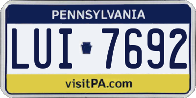 PA license plate LUI7692
