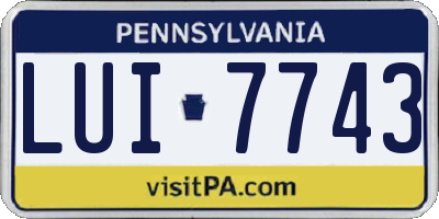 PA license plate LUI7743