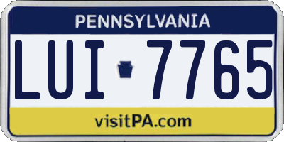 PA license plate LUI7765