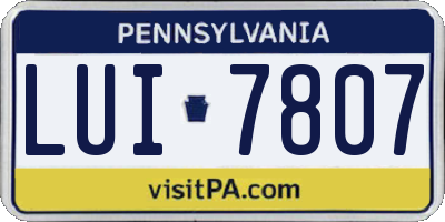PA license plate LUI7807