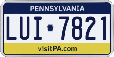PA license plate LUI7821