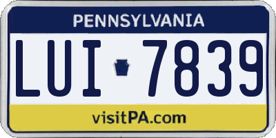 PA license plate LUI7839