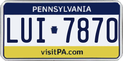 PA license plate LUI7870