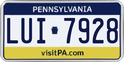 PA license plate LUI7928